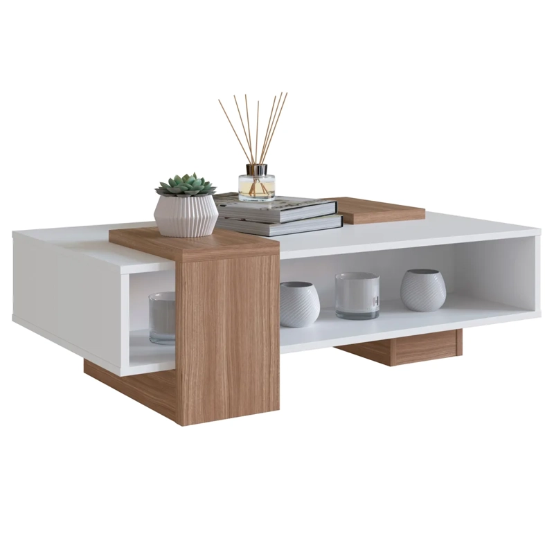 MESA DE CENTRO BE DESIGN MDP 93 CM SENSE EMOVELL BLANCO/CASTAÑO - 2