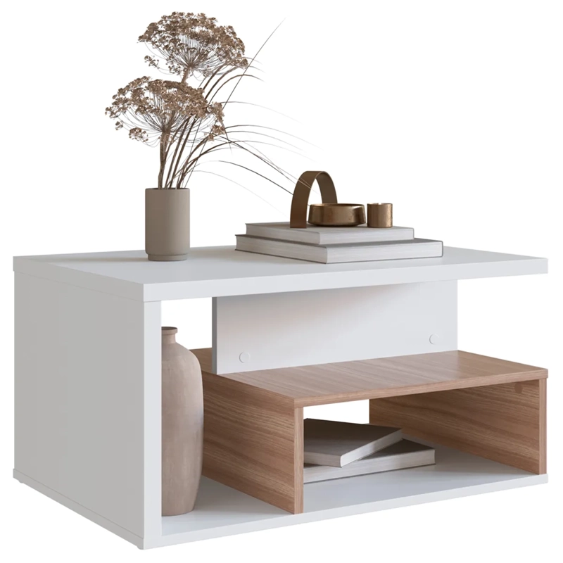 MESA DE CENTRO BE DESIGN MDP 67.5 CM LÍNEA EMOVELL BLANCO/CASTAÑO - 2
