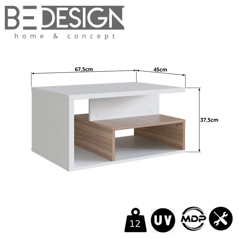 MESA DE CENTRO BE DESIGN MDP 67.5 CM LÍNEA EMOVELL BLANCO/CASTAÑO - 3