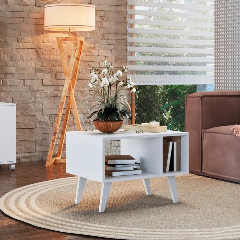 MESA DE CENTRO BE DESIGN MDP 60 CM RETRO EMOVELL BLANCO - 4