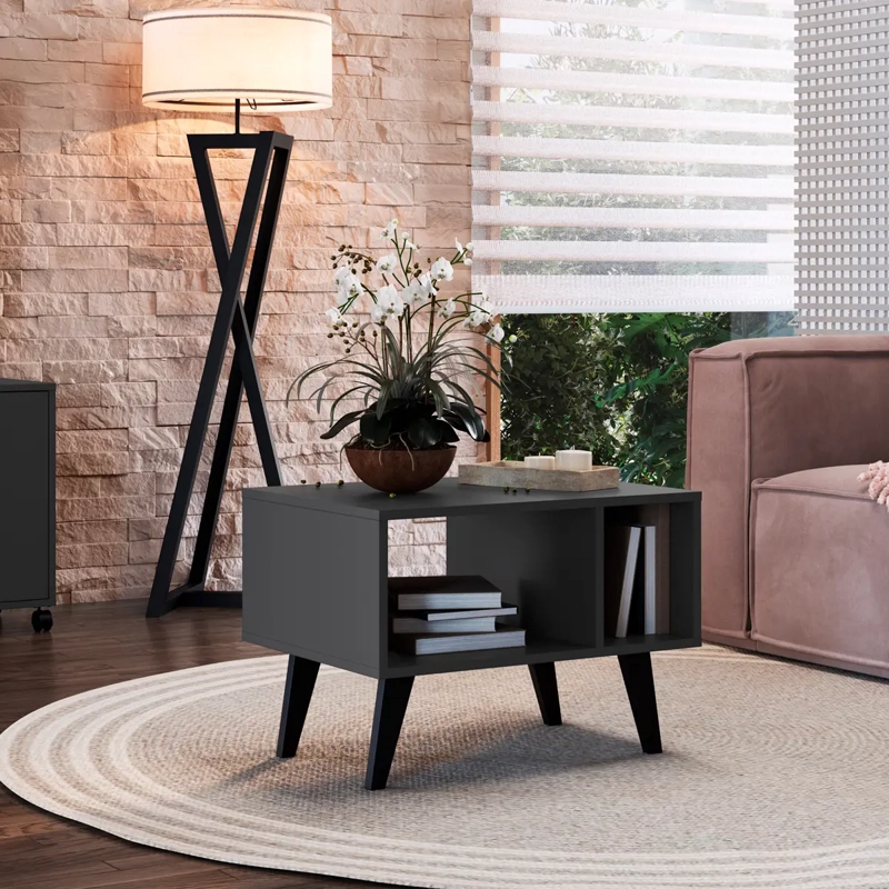 MESA DE CENTRO BE DESIGN MDP 60 CM RETRO EMOVELL GRIS - 4
