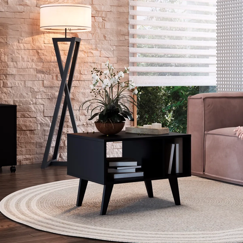 MESA DE CENTRO BE DESIGN MDP 60 CM RETRO EMOVELL NEGRO - 4