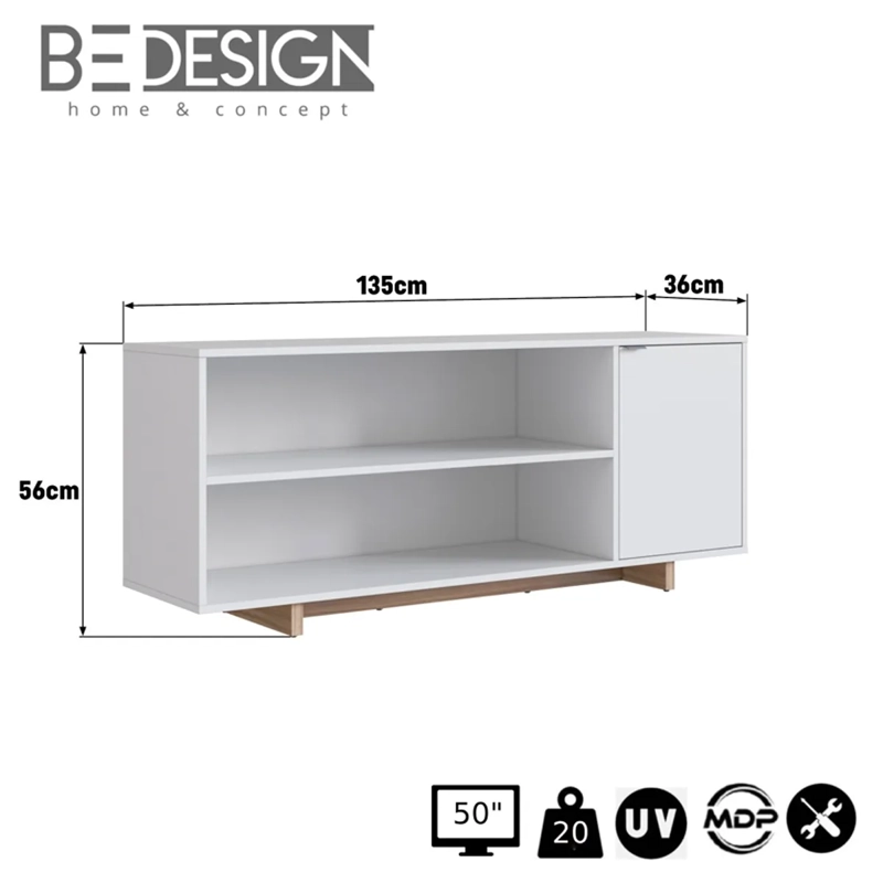 RACK TV BE DESIGN MDP 50" NOMAD EMOVELL BLANCO - 3
