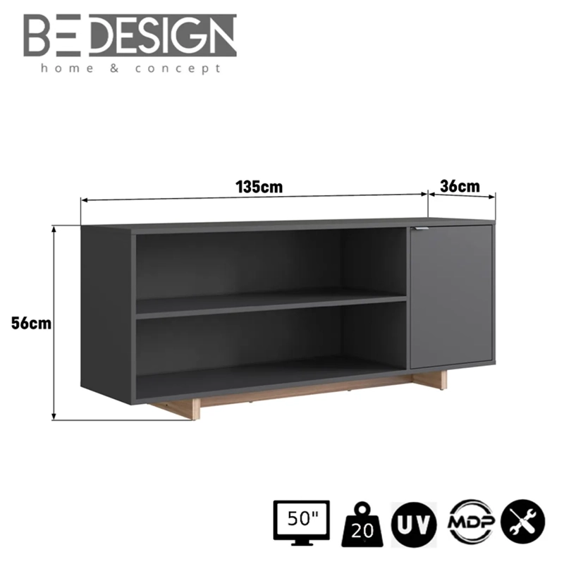RACK TV BE DESIGN MDP 50" NOMAD EMOVELL GRIS - 3