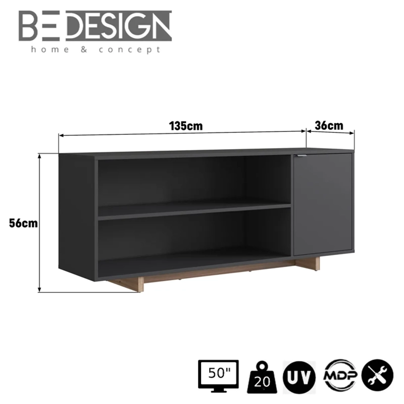 RACK TV BE DESIGN MDP 50" NOMAD EMOVELL NEGRO - 3