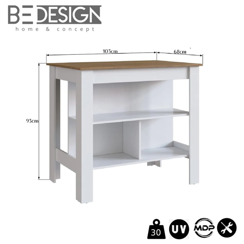 ISLA COCINA BE DESIGN EMOVELL MIEL BLANCO - 3