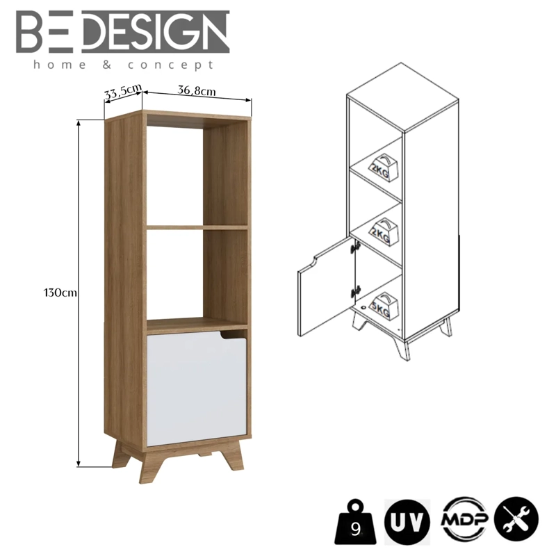 ESTANTE BE DESIGN EMOVELL 3 REPISAS MDP 1P MIEL/BLANCO - 3