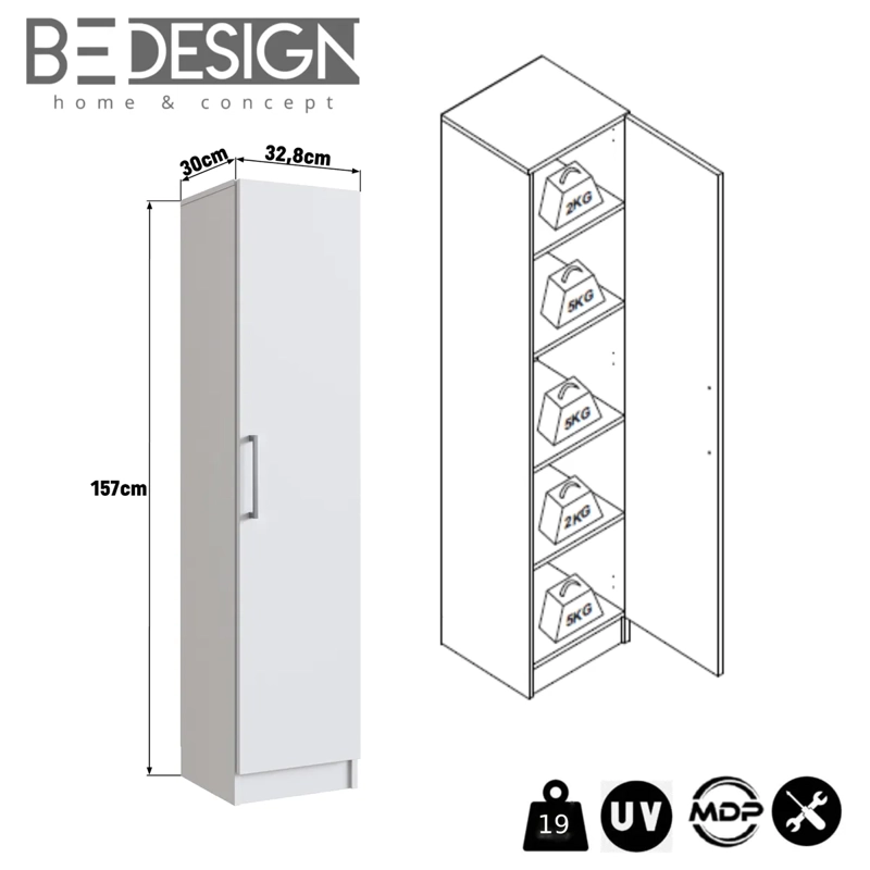 ESTANTE BE DESIGN 5 REPISAS MDP LINEA SLIM BLANCO - 4