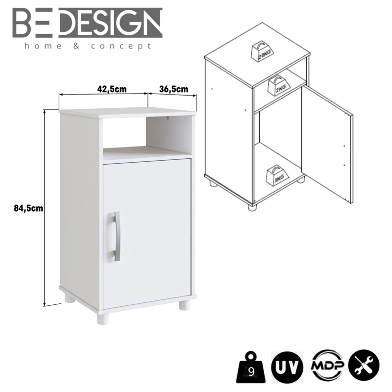MUEBLE MULTIUSO BE DESIGN NOVA MOBILE 1 PUERTA BLANCO - 3