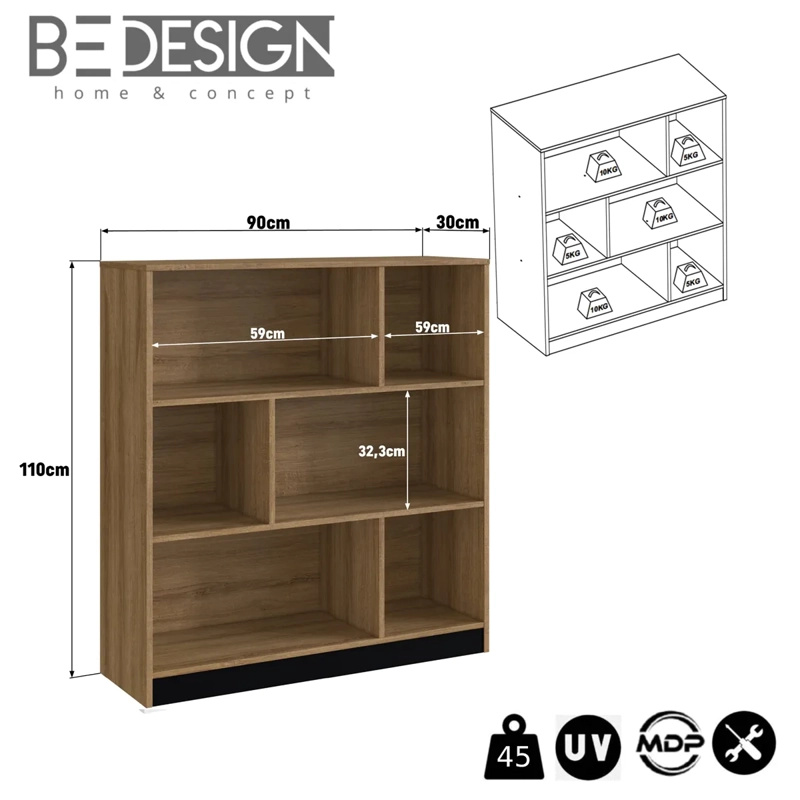 ESTANTE BE DESIGN EMOVELL 6 REPISAS MDP MIEL - 3
