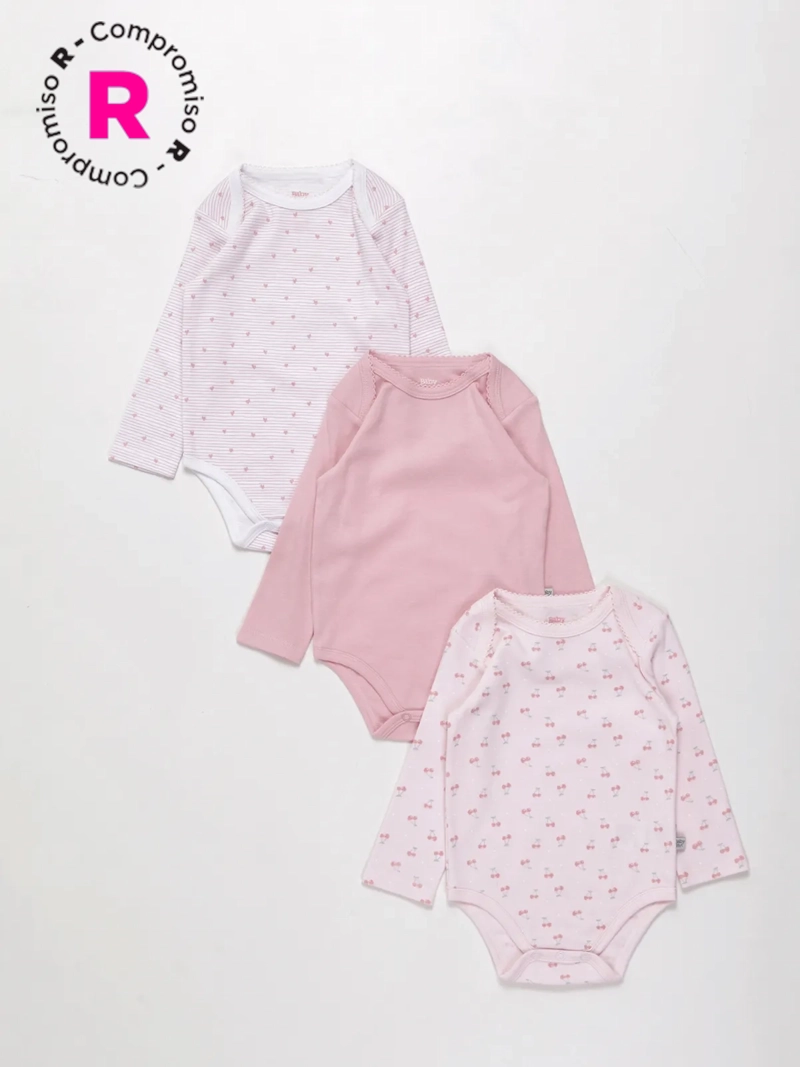 PACK X3 BODIES ALGODÓN NIÑA BABY HARVEST - 1