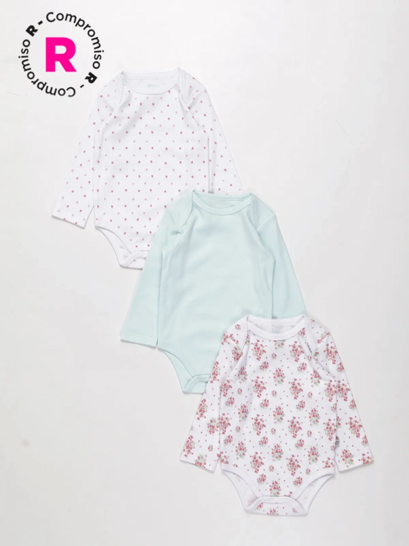 PACK X3 BODIES ALGODÓN NIÑA BABY HARVEST - 1