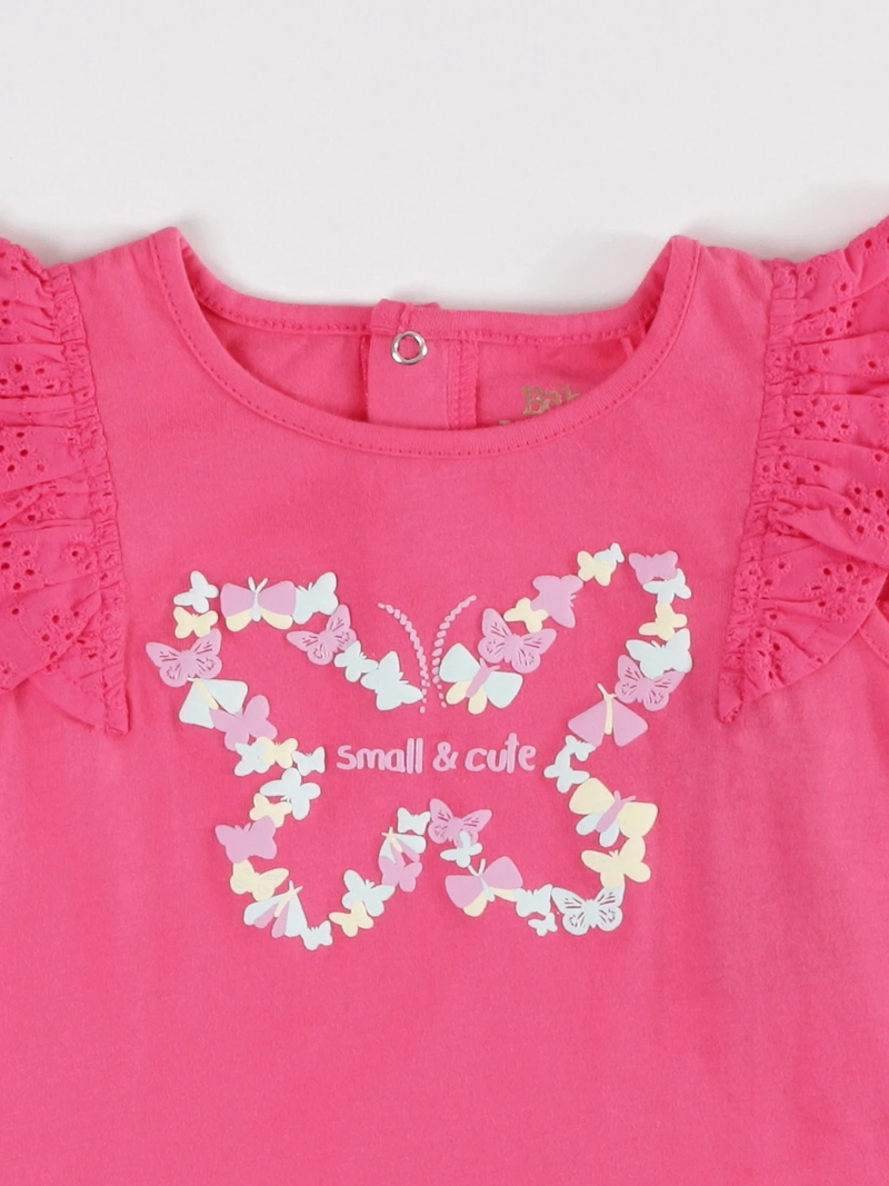 POLERA NIÑA BABY HARVEST CON MANGAS BRODERIE Y ESTAMPADO CENTRAL - 3