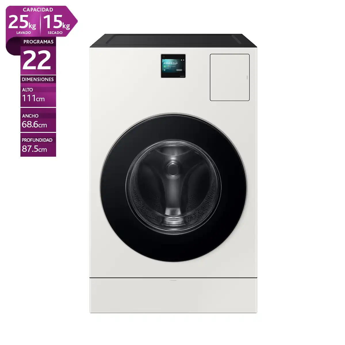 LAVADORA SECADORA SAMSUNG WD25FB8690BE BE SPOKE 25KG/15KG BLANCO
