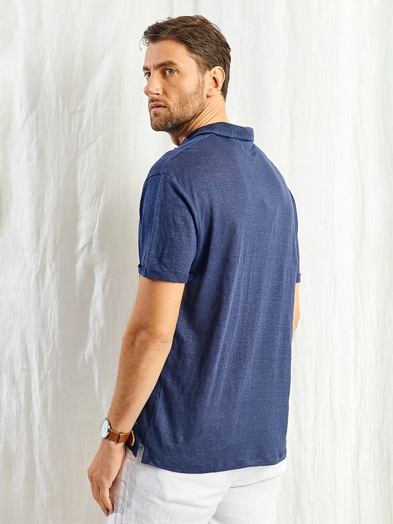 POLERA HOMBRE SPAVALDI LINO CUELLO POLO MANGA CORTA - 2