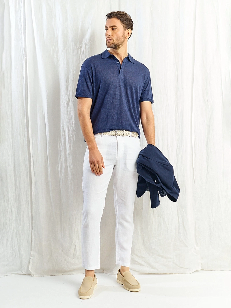 POLERA HOMBRE SPAVALDI LINO CUELLO POLO MANGA CORTA - 5