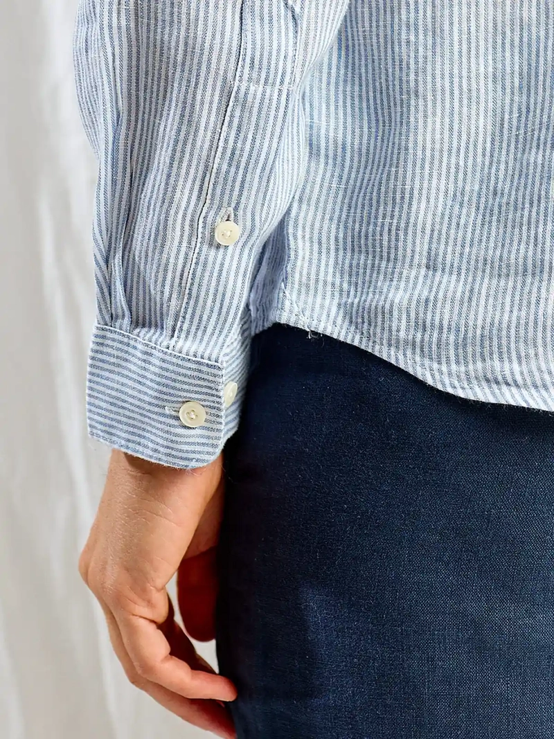 CAMISA HOMBRE SPAVALDI LINO CUELLO CAMISERO MANGA LARGA LÍNEAS - 4