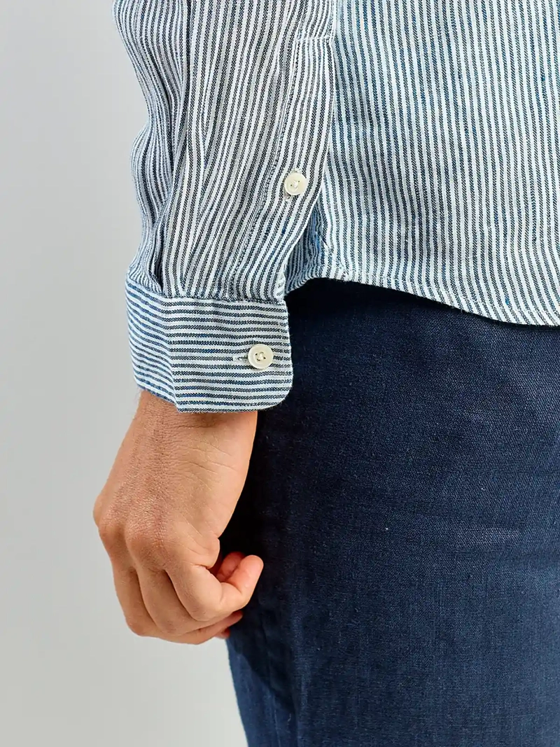 CAMISA HOMBRE SPAVALDI LINO CUELLO CAMISERO MANGA LARGA LÍNEAS - 4