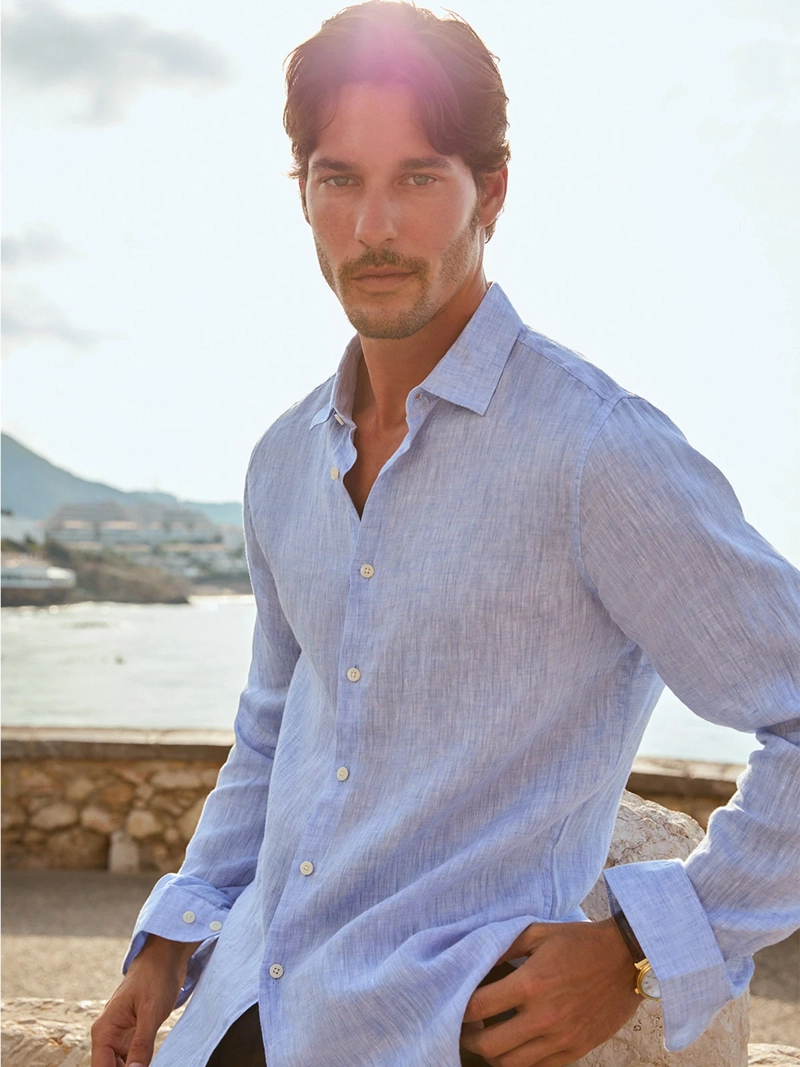 CAMISA HOMBRE SPAVALDI LINO CUELLO CAMISERO MANGA LARGA - 1