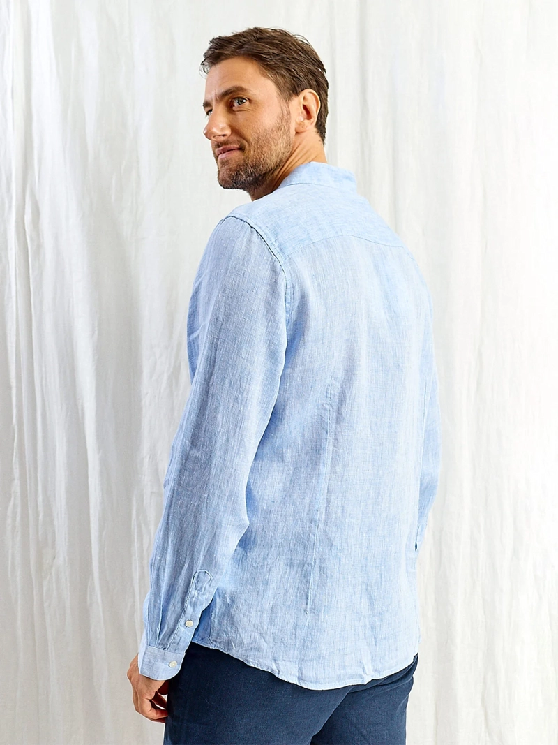 CAMISA HOMBRE SPAVALDI LINO CUELLO CAMISERO MANGA LARGA - 3