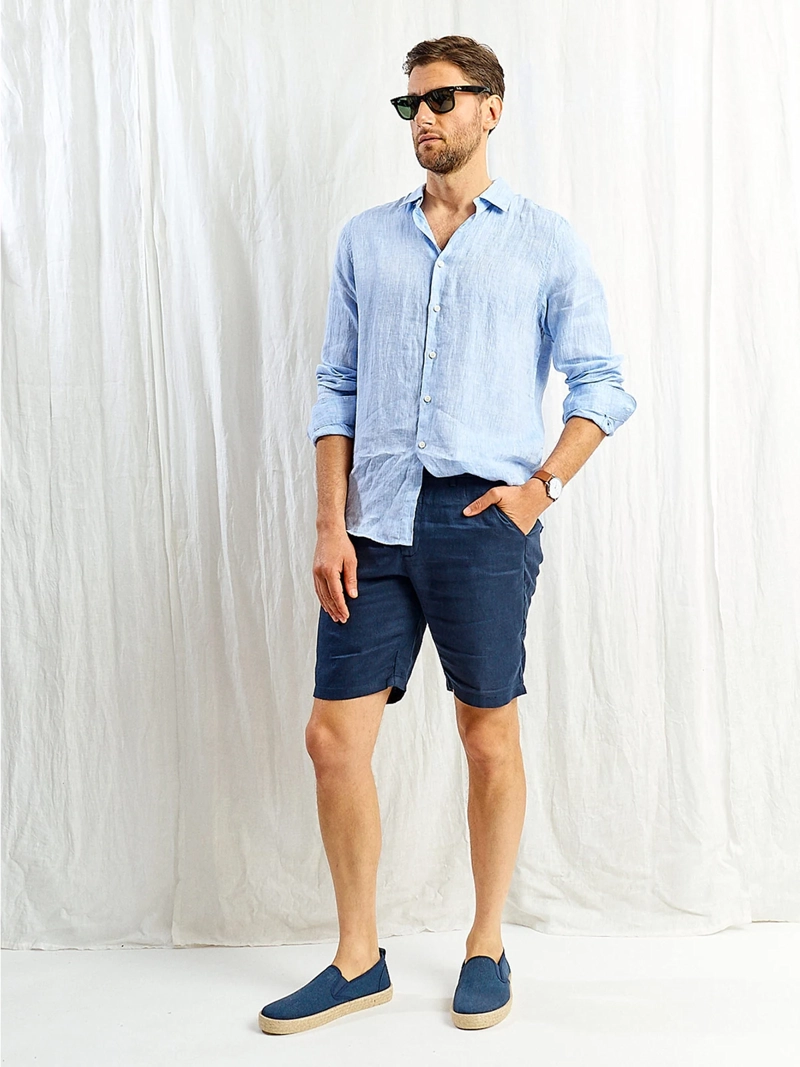 CAMISA HOMBRE SPAVALDI LINO CUELLO CAMISERO MANGA LARGA - 6