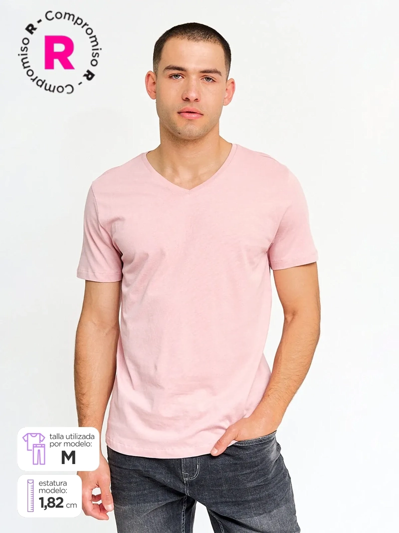 POLERA MANGA CORTA ALGODÓN HOMBRE INDEX CUELLO EN V - 1