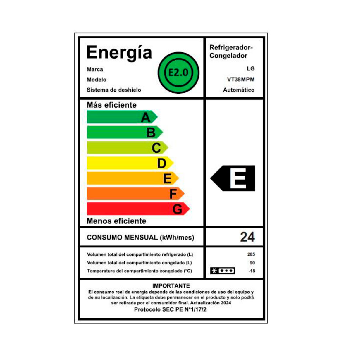 REFRIGERADOR TOP FREEZER LG VT38MPM 375L NO FROST NEGRO - 9