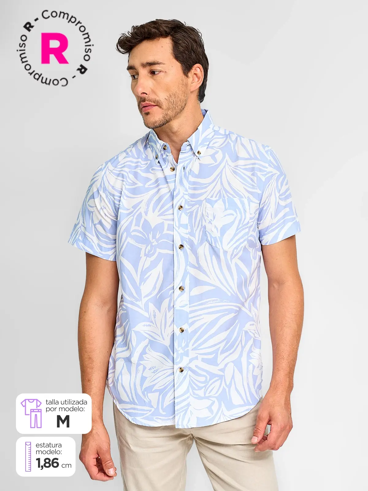 CAMISA HOMBRE KENNETH STEVENS ALGODÓN MANGA CORTA