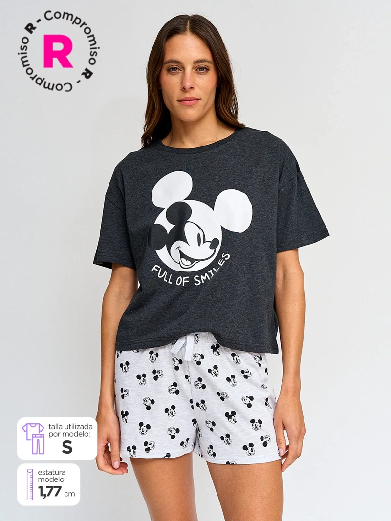 CAJA DE PIJAMA MUJER DISNEY MICKEY POLERA + SHORT - 1
