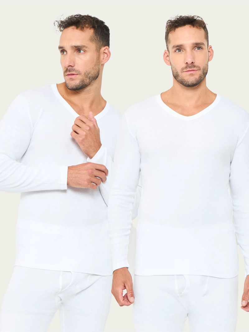 PACK X2 CAMISETA MANGA LARGA ALGODÓN HOMBRE PALMERS CUELLO EN V - 1