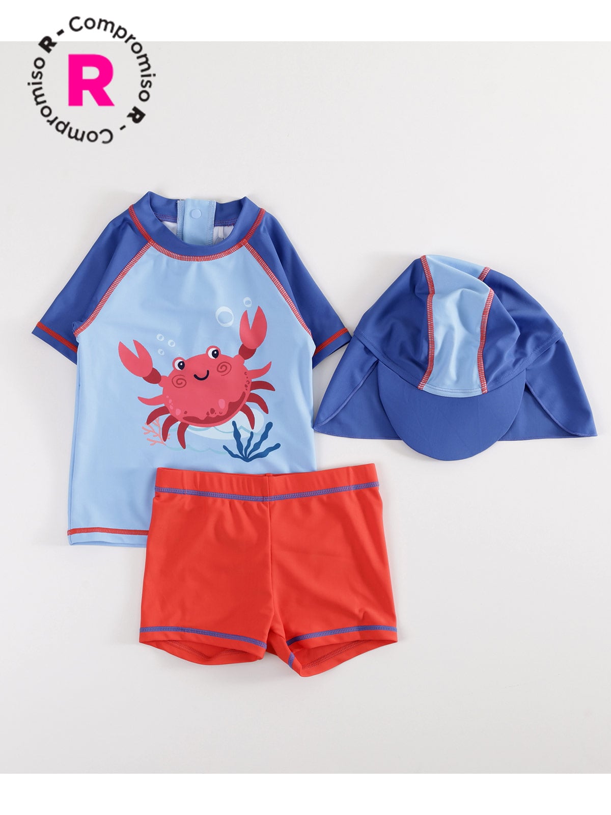 CONJUNTO NIÑO BABY HARVEST POLERA UV MANGA LARGA Y SHORT MAS GORRO - 1