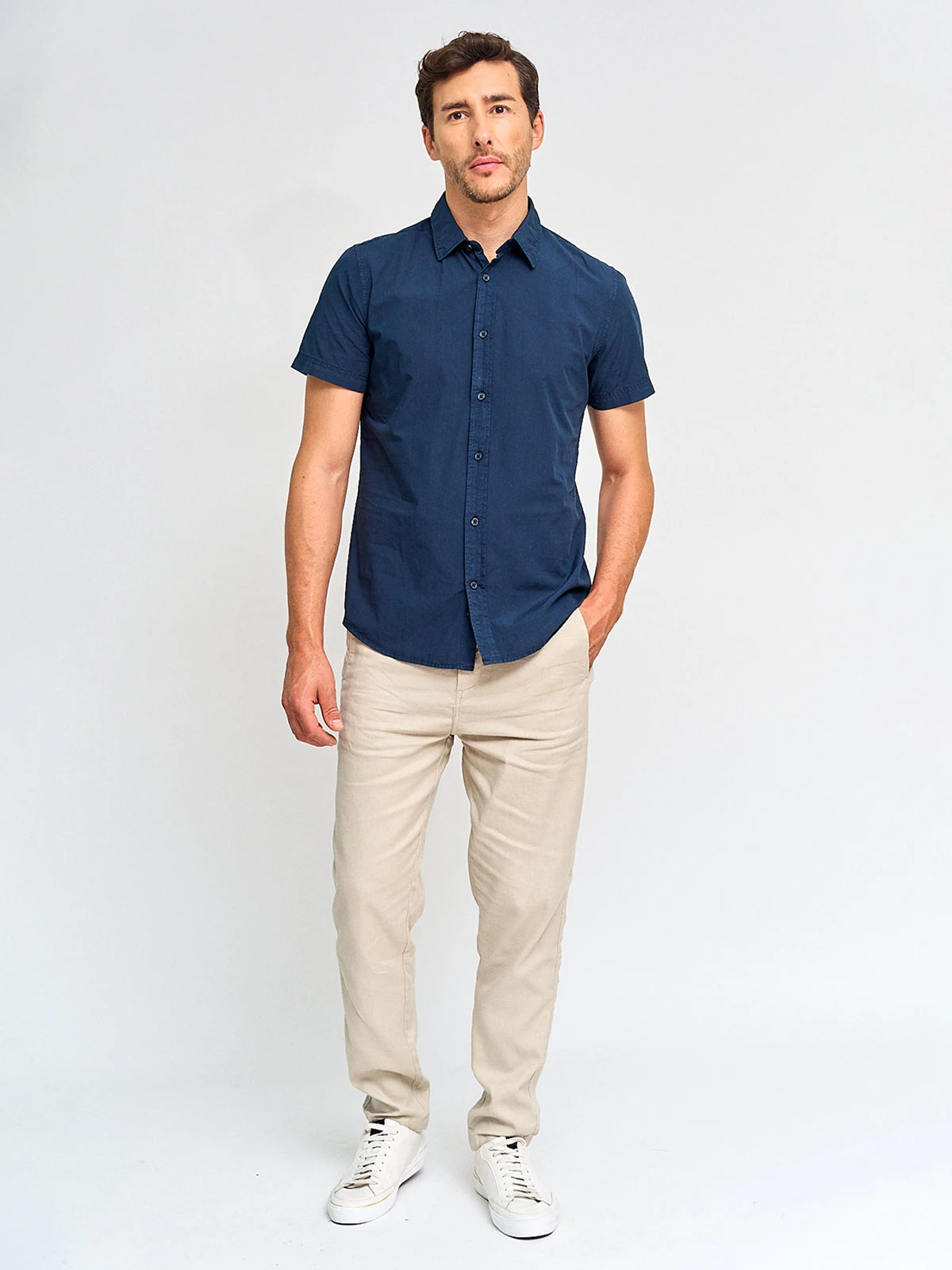 CAMISA HOMBRE CACHAREL ALGODÓN MANGA CORTA LAVADA - 4