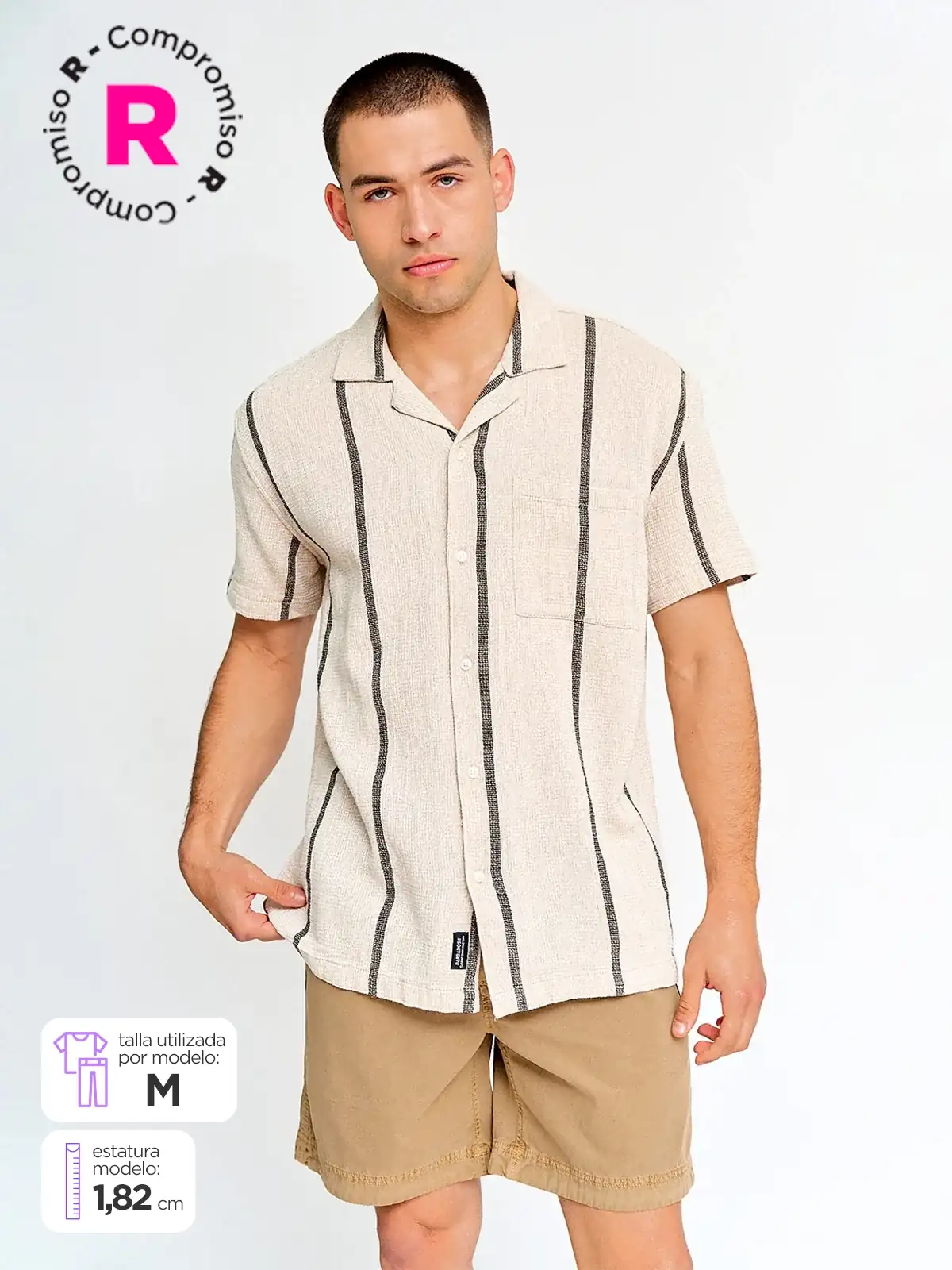 CAMISA HOMBRE BARBADOS ALGODÓN MANGA CORTA TEJIDA