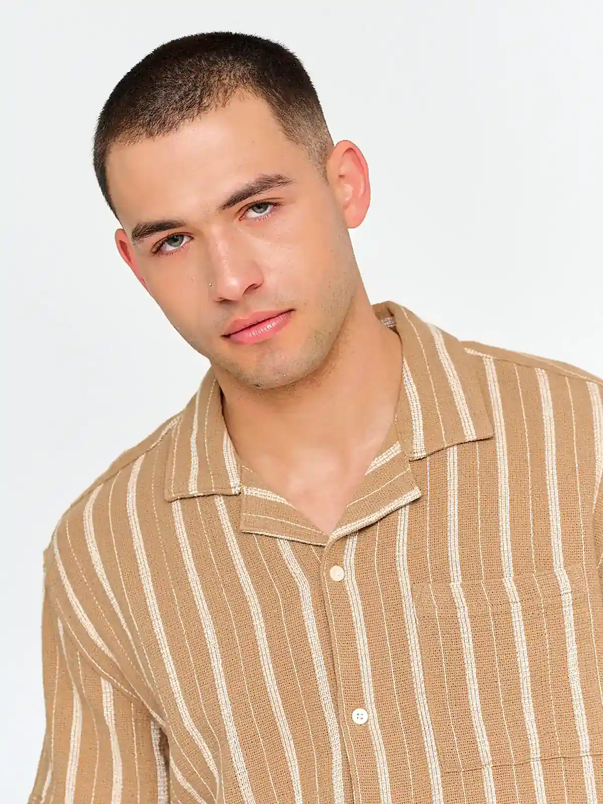CAMISA HOMBRE BARBADOS ALGODÓN MANGA CORTA TEJIDA - 3