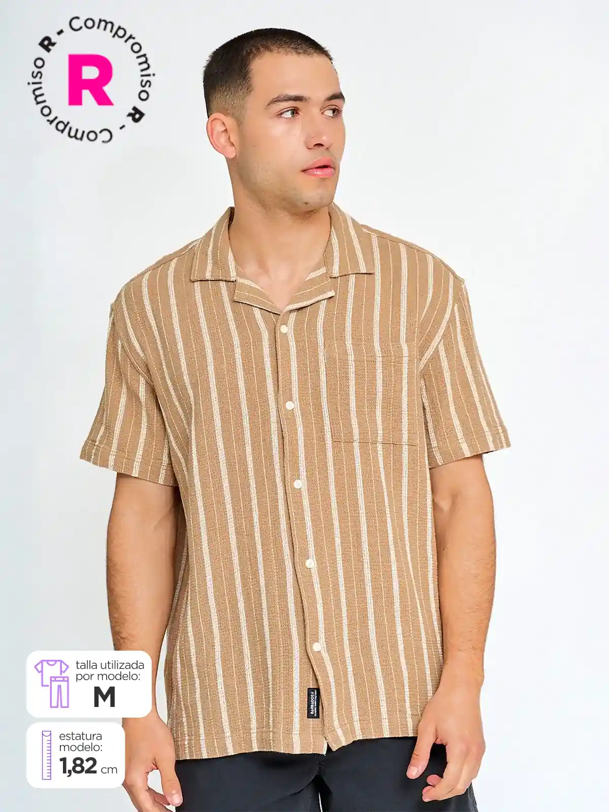 CAMISA HOMBRE BARBADOS ALGODÓN MANGA CORTA TEJIDA