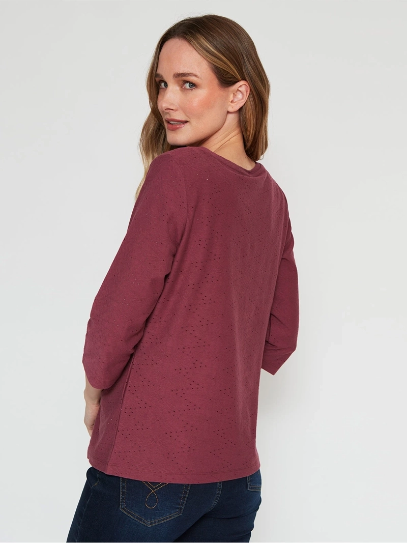 POLERA MANGA 3/4 ALGODÓN MUJER AZIZ TEXTURADA - 2