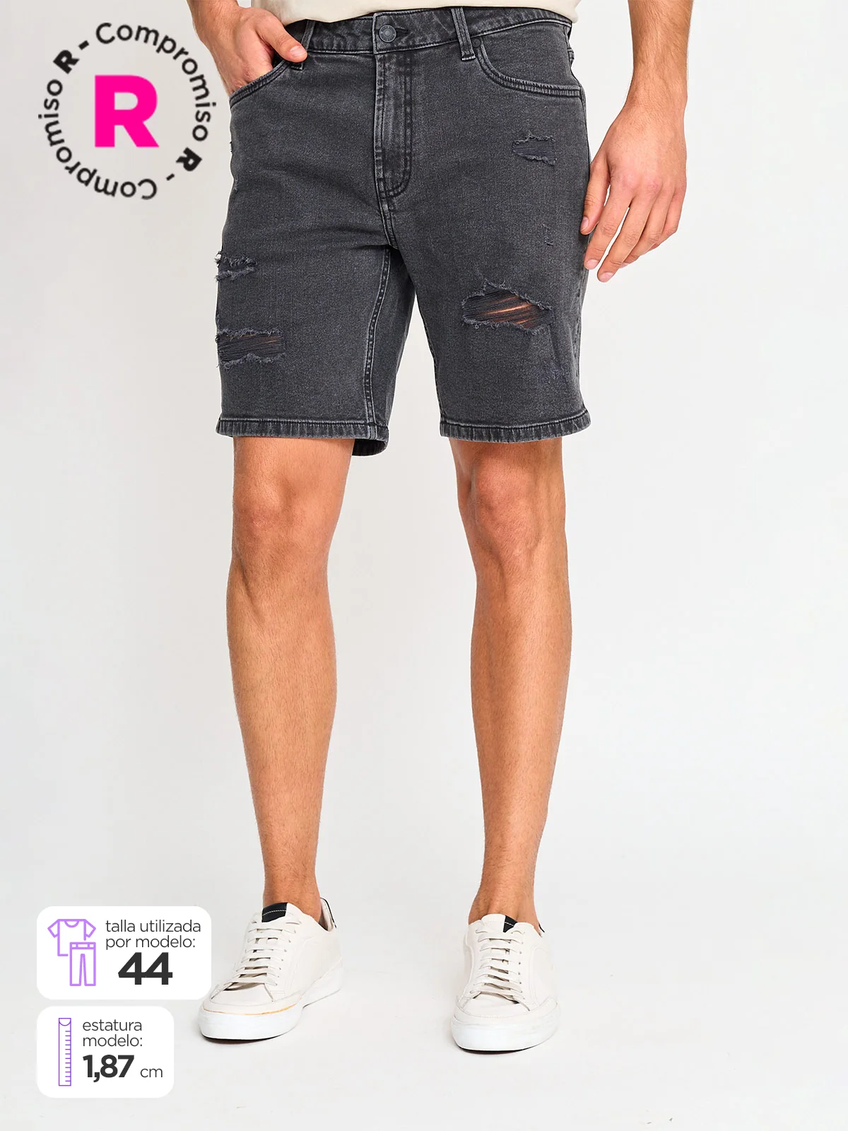 BERMUDA HOMBRE INDEX SLIM ALGODÓN ROTURAS - 1