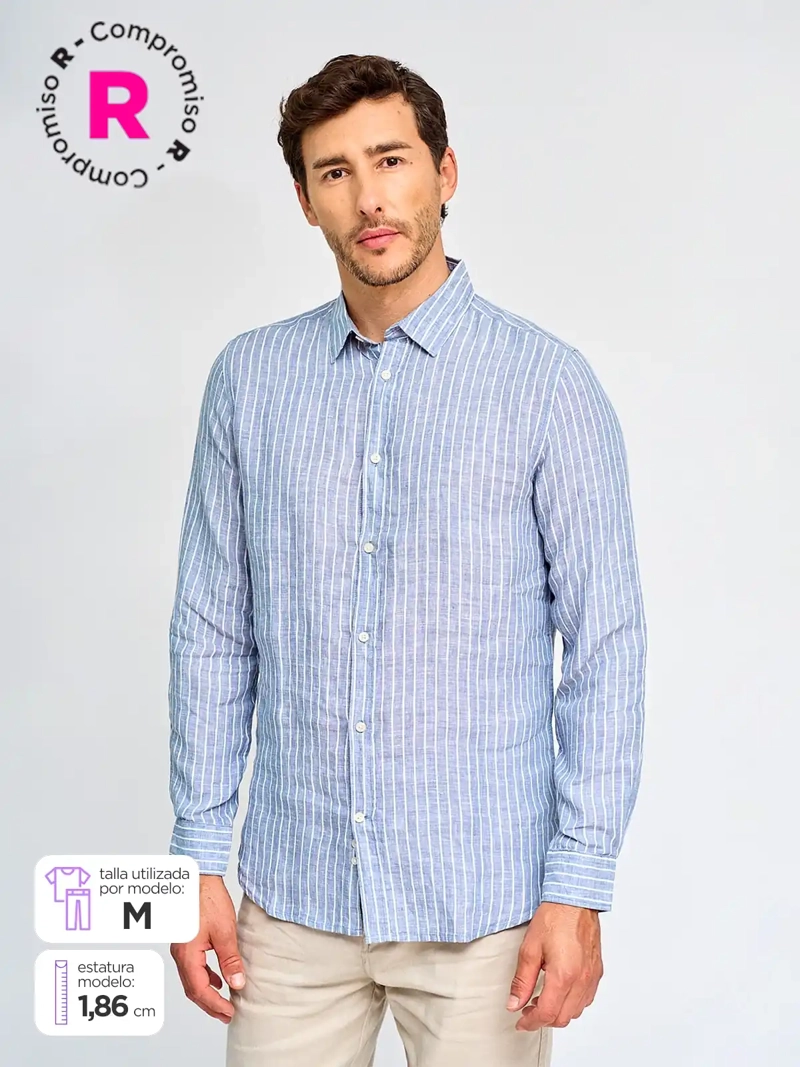 CAMISA HOMBRE CACHAREL LINO LÍNEAS - 1