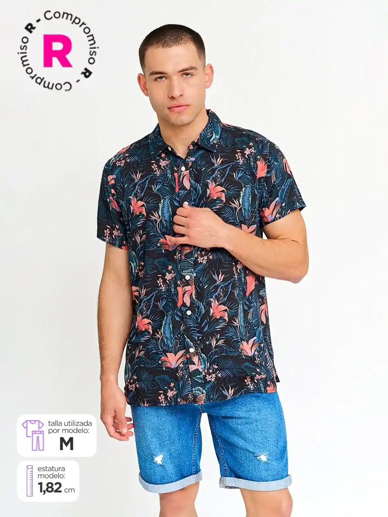 CAMISA HOMBRE ROBERT LEWIS MANGA CORTA ESTAMPADA - 1
