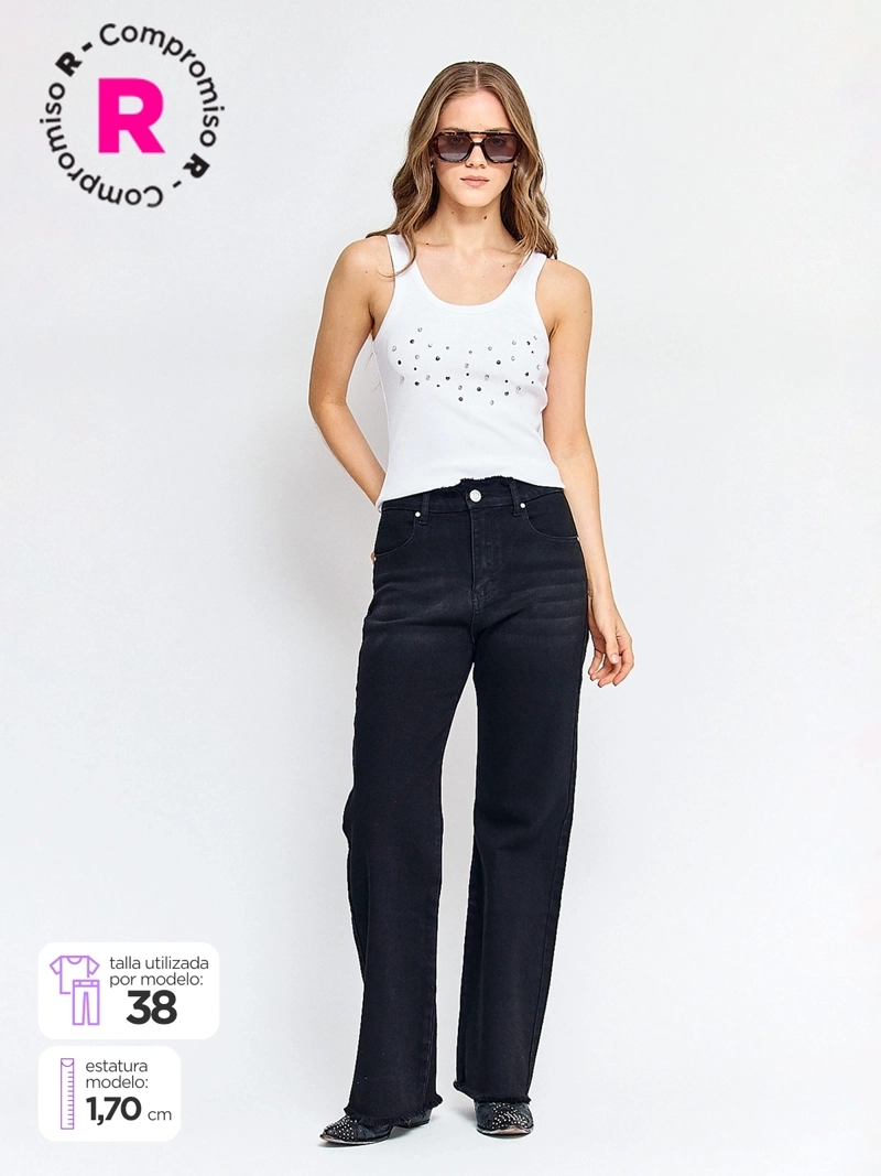 JEANS MUJER BARBADOS ALGODÓN DESFLECADO - 1