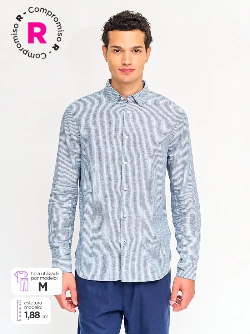 CAMISA HOMBRE MARQUIS ALGODÓN MANGA LARGA LÍNEAS - 1