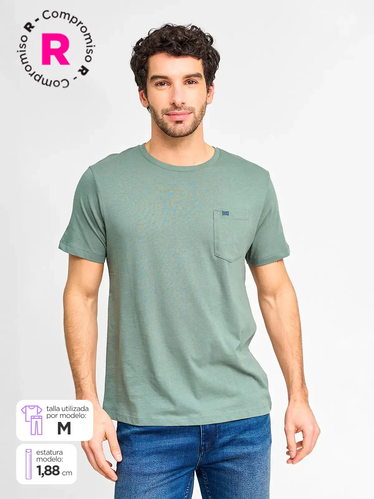 POLERA HOMBRE REGATTA ALGODÓN CUELLO REDONDO MANGA CORTA