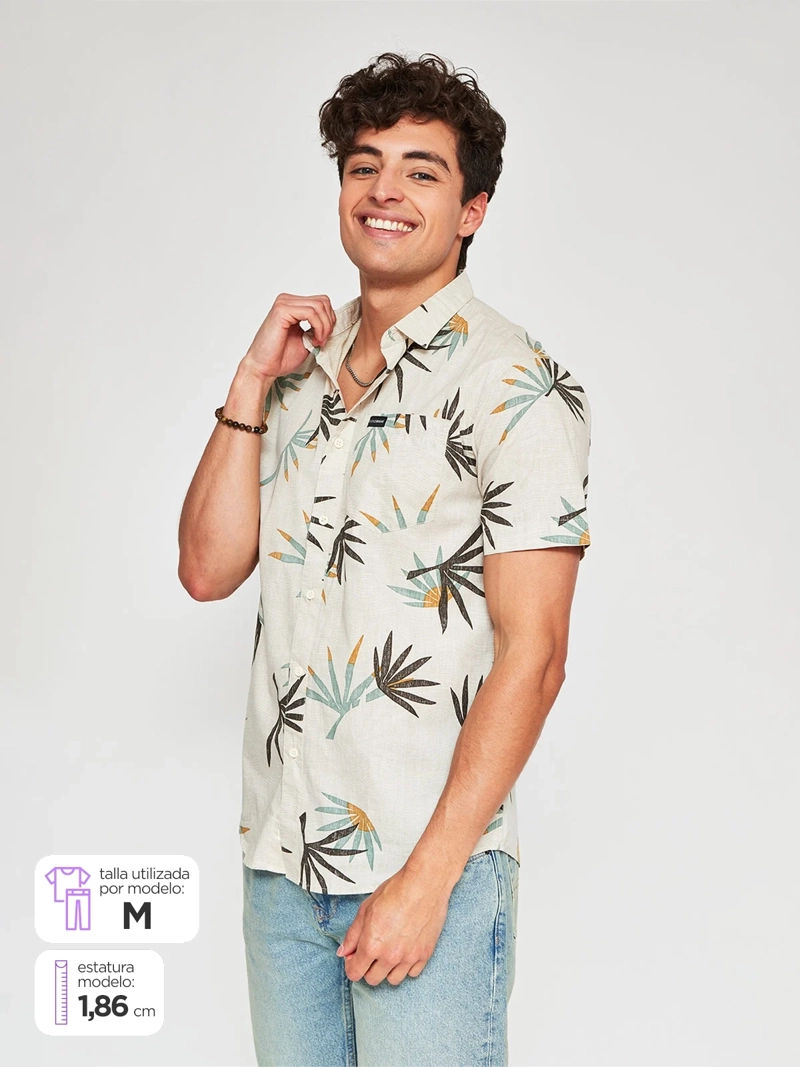 CAMISA HOMBRE CLOUDBREAK ALGODÓN MANGA CORTA POPELINA PRINT - 1
