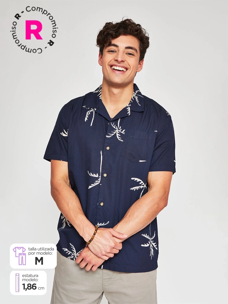 CAMISA HOMBRE ROBERT LEWIS ALGODÓN MANGA CORTA ESTAMPADA - 1