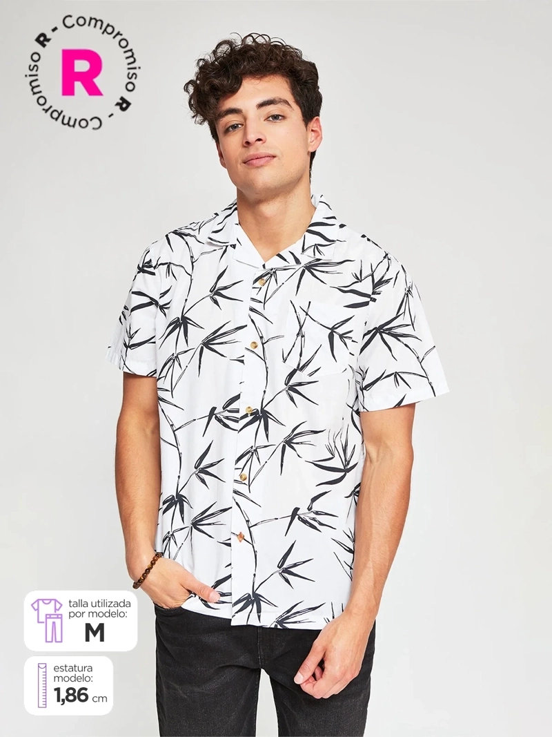 CAMISA HOMBRE ROBERT LEWIS ALGODÓN MANGA CORTA ESTAMPADA