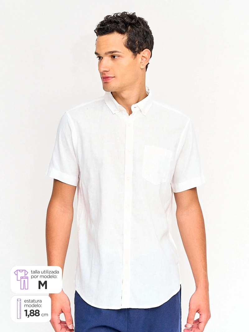 CAMISA HOMBRE KENNETH STEVENS LINO MANGA CORTA - 1