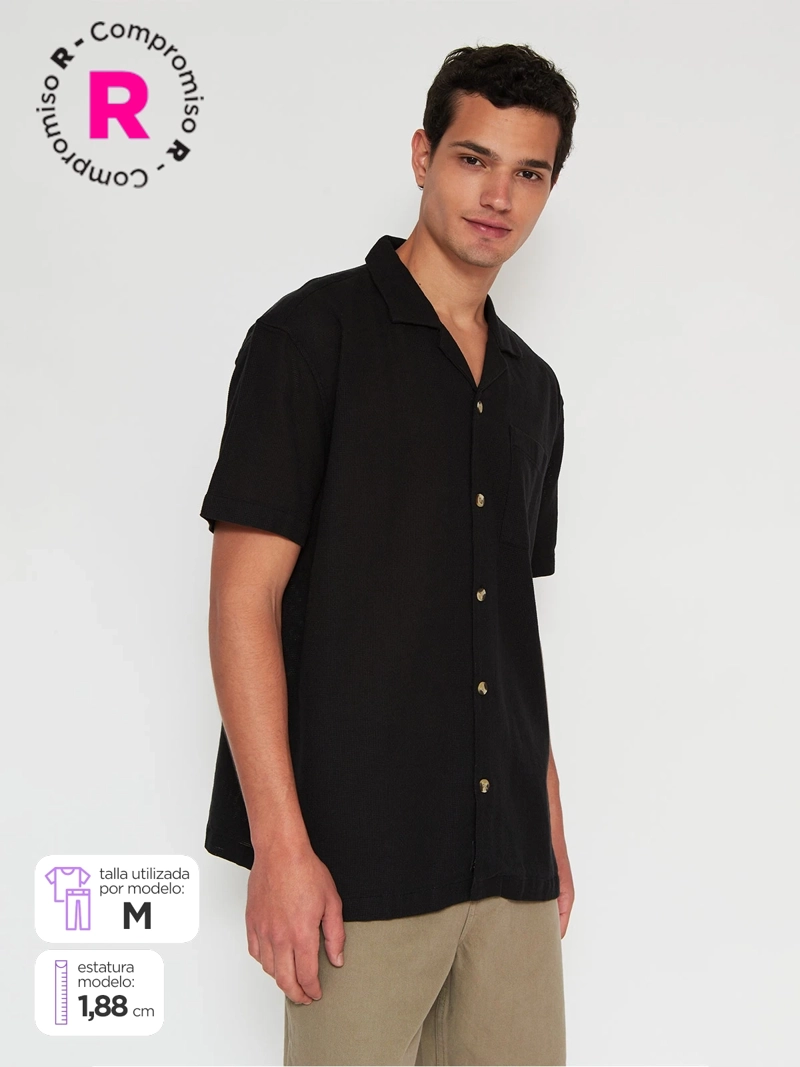 CAMISA HOMBRE BARBADOS ALGODÓN MANGA CORTA TEJIDA - 1