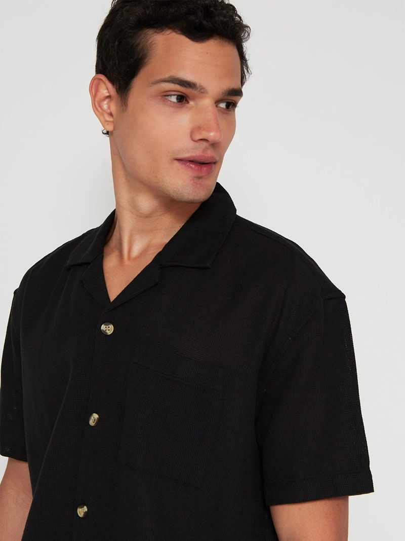 CAMISA HOMBRE BARBADOS ALGODÓN MANGA CORTA TEJIDA - 3