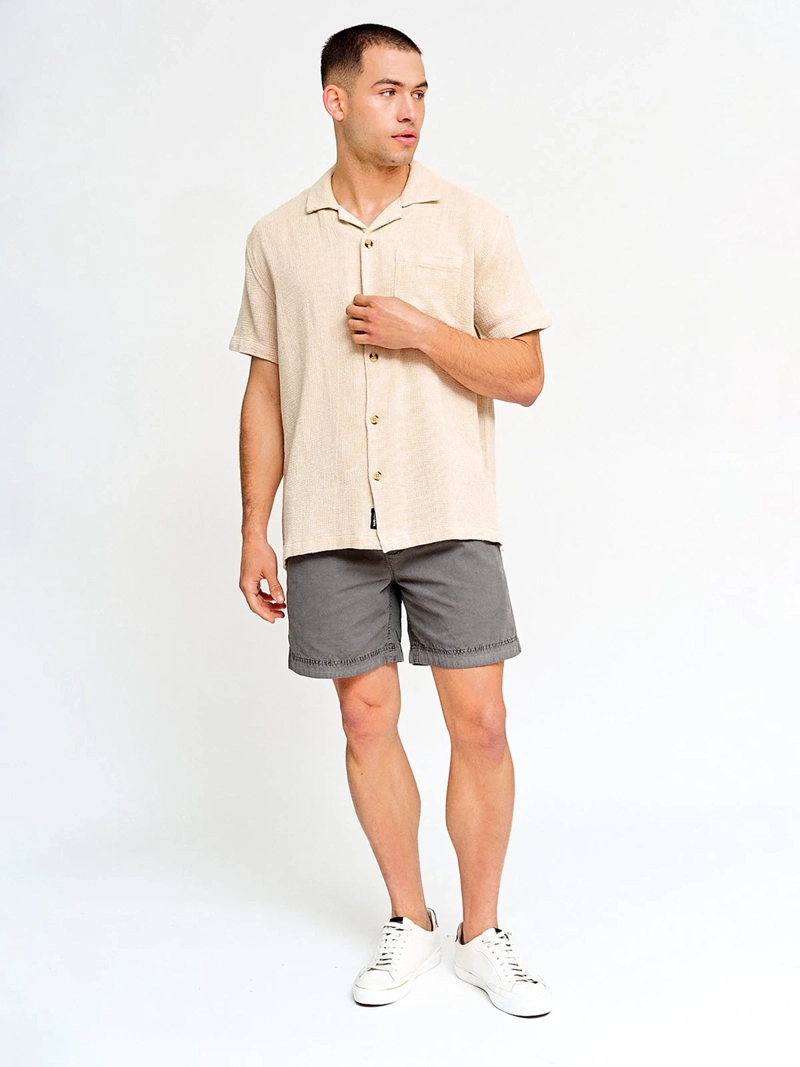 CAMISA HOMBRE BARBADOS ALGODÓN MANGA CORTA TEJIDA - 4