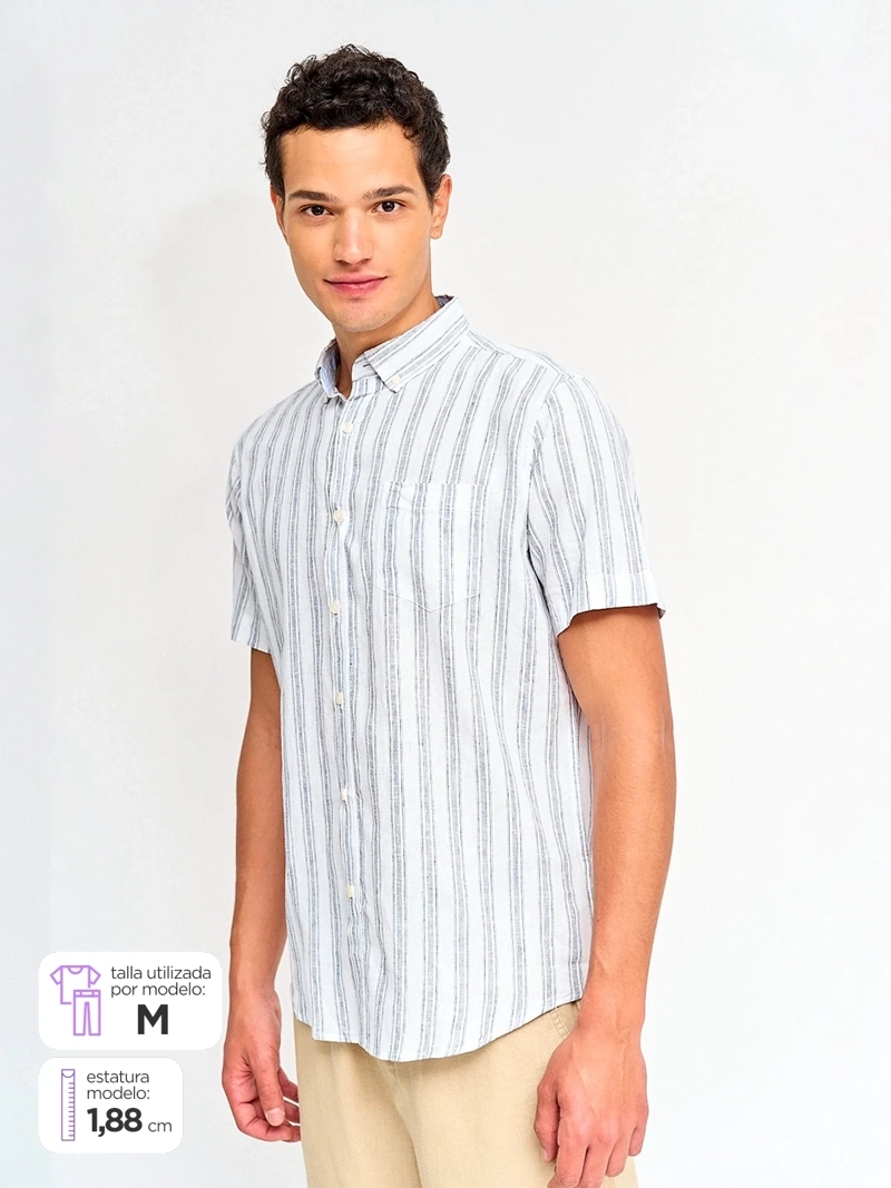CAMISA HOMBRE KENNETH STEVENS LINO MANGA CORTA - 1